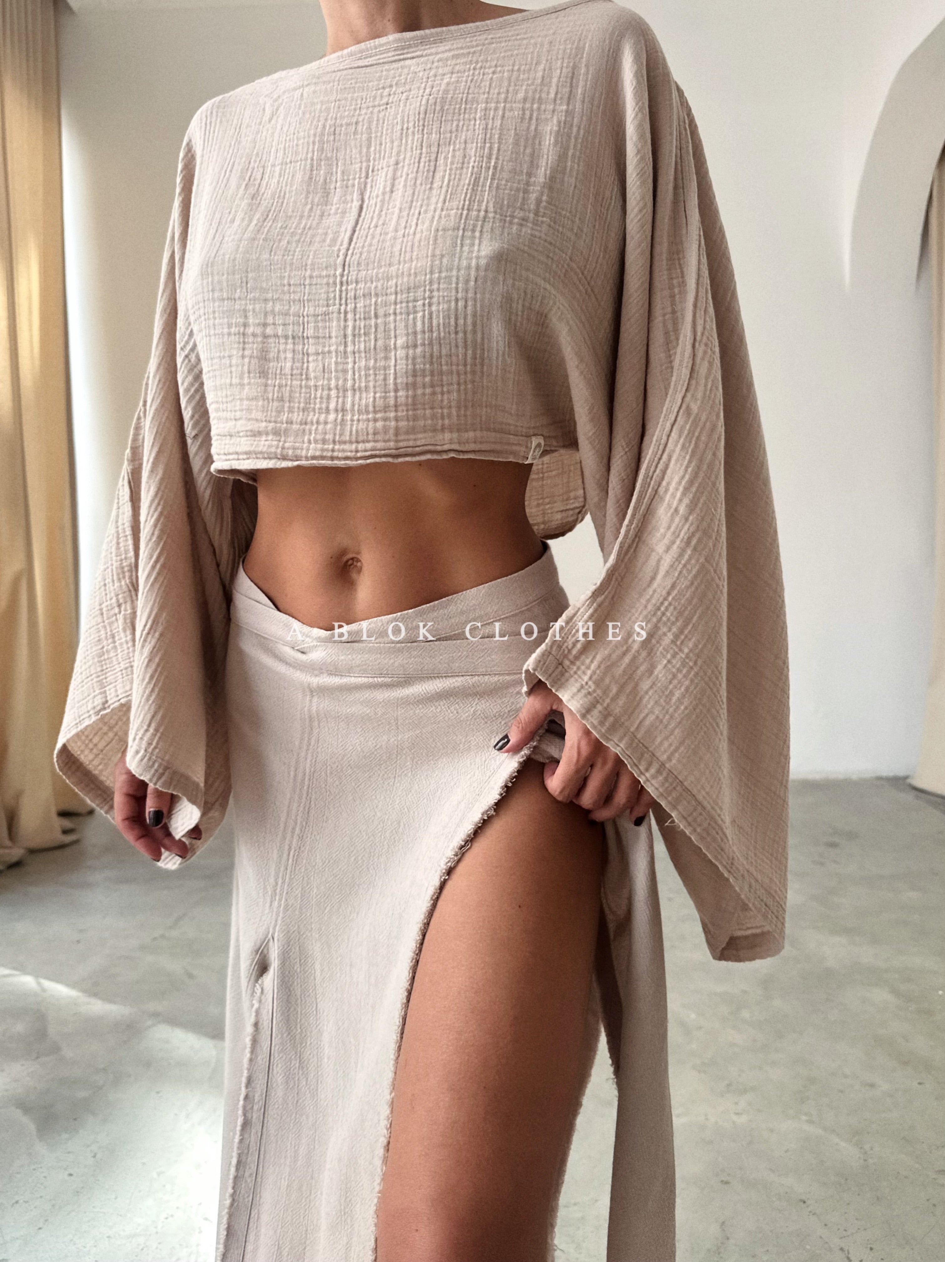 Wide Long Sleeve Top Set