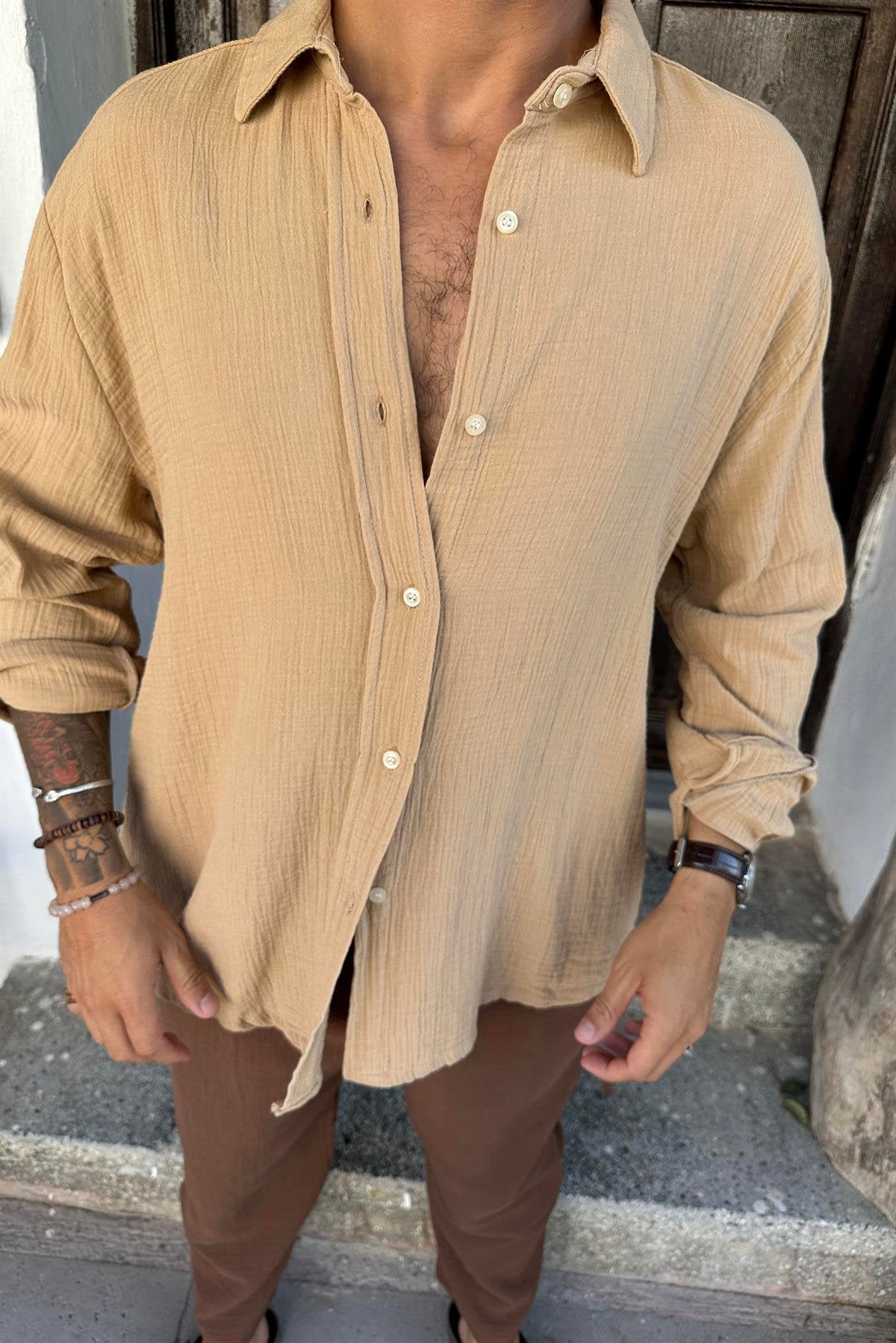 Boho Man Cotton Shirt,Long Sleeve Shirt,Oversize Loose Shirt,Oxford Shirt,Cotton Casual Shirt,Plus Size,Beach Man Natural Shirt,T-shirt Man