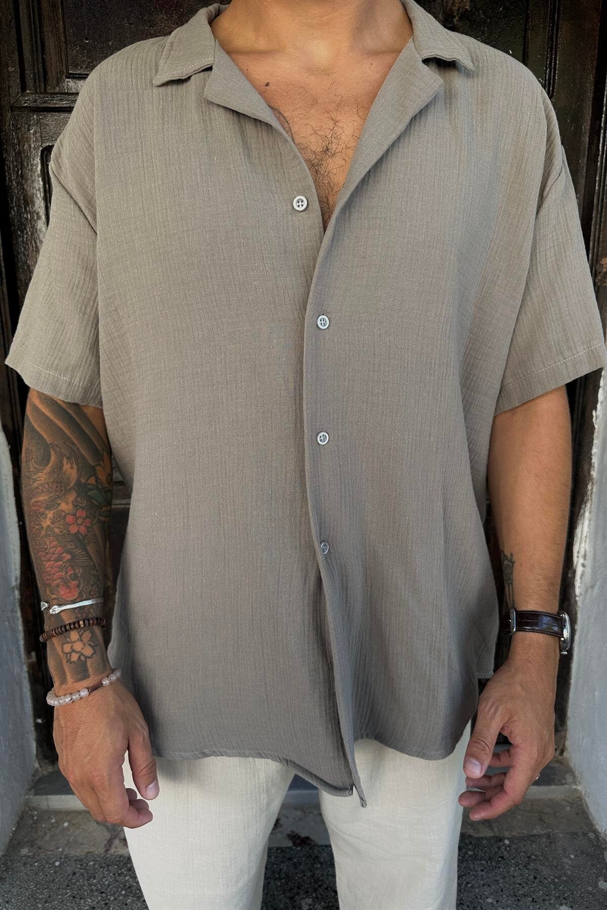 Boho Man Cotton Shirt,Short sleeved Shirt,Oversize Loose Shirt,Oxford Shirt,Cotton Casual Shirt,Plus Size,Beach Man Natural Shirt,Tshirt Man